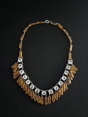 Amber Crystal Fringe Necklace